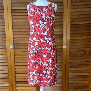 London Times Coral Floral Sleeveless Dress Size 10